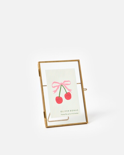 "Gold & Glass Standing Portrait Photo Frame 6x4"""