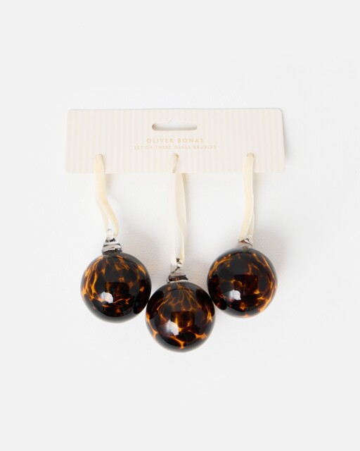 Bown Tortoiseshell Glass Baubles Set of Three