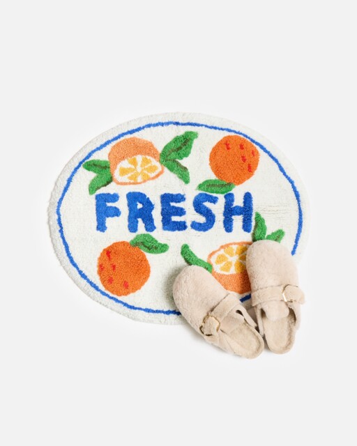 Orange Fresh Round Tufted Cotton Bath Mat