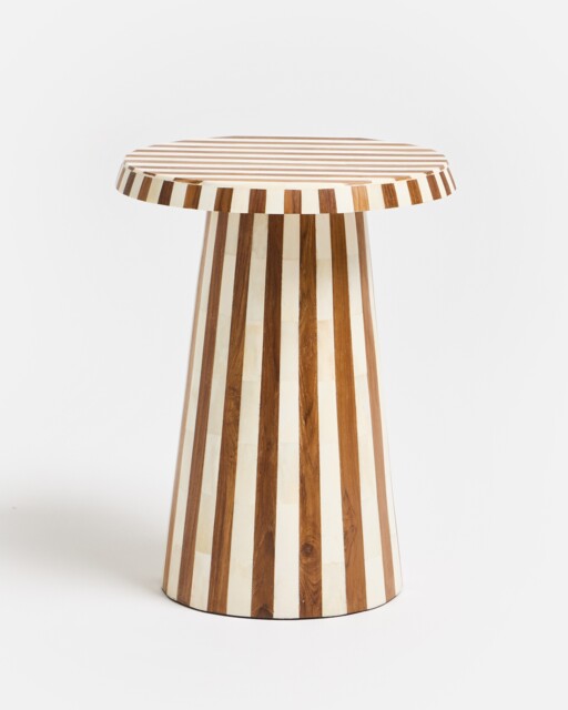 Rayas Wooden Pinstripe Side Table