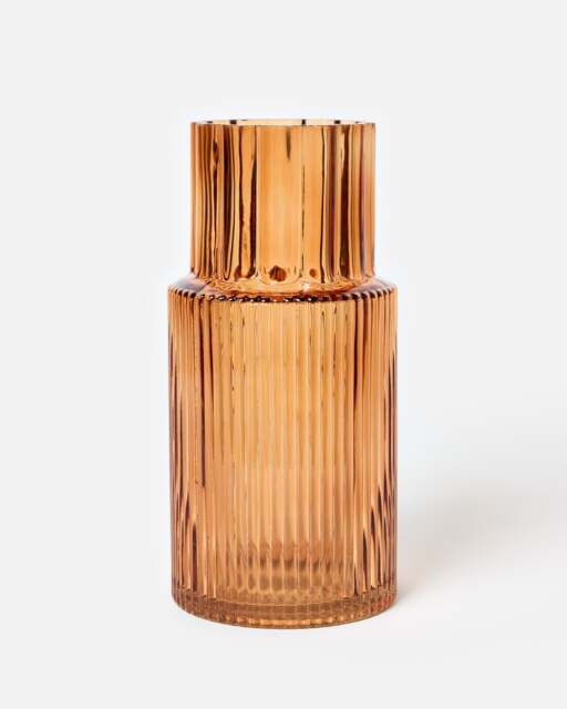 Holme Brown Ribbed Glass Vase