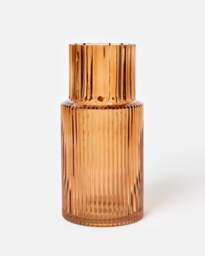 Holme Brown Ribbed Glass Vase