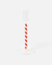 Orange Swirl Stem Glass Candlestick Holder