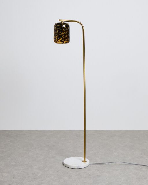 Tortuga Glass Shade Gold & Marble Floor Lamp