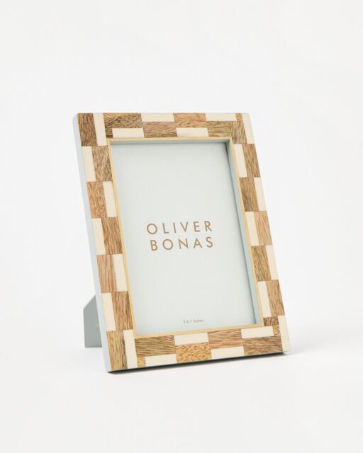 "Mika Chequerboard Mango Wood Photo Frame 5x7"""