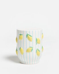 Lemon Striped Ceramic Side Table