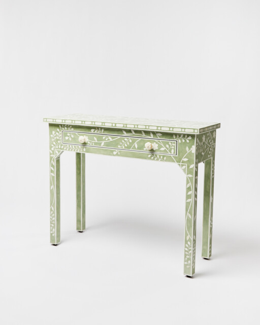 Lohko Green Floral Inlay Console Table