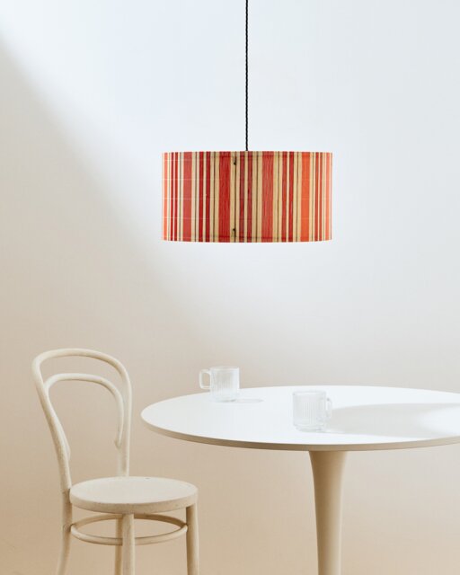 Ena Wide Orange Stripe Bamboo Pendant Lamp Shade