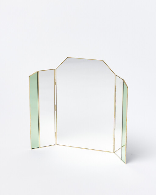 gold glass dressing table Haye 2 Drawer Chestnut & Gold Dressing Table with Glass Top main image 0