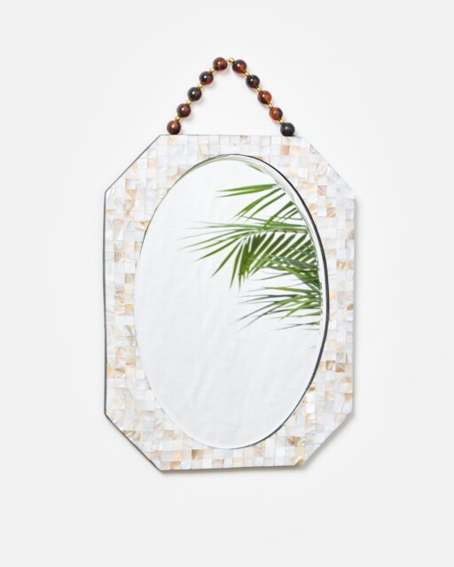 Mother of Pearl Beaded Hanging Wall Mirror