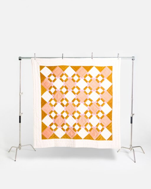 Elio Pink & Yellow Patchwork Velvet Bedspread