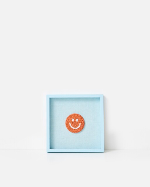 Orange Beaded Happy Face Wall Art