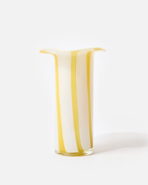 Niu Yellow Striped Glass Vase