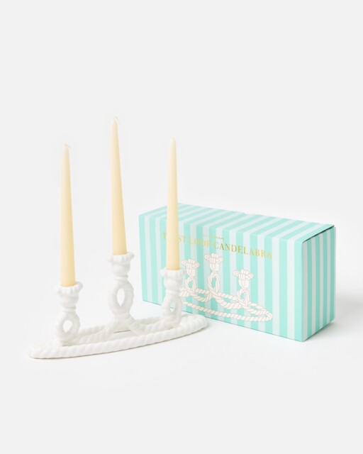 Cream Twist Loop Ceramic Candelabra