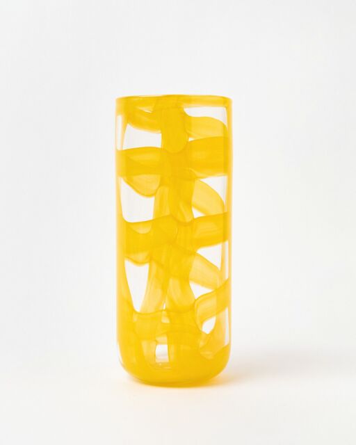 Mkali Yellow Swirl Glass Vase