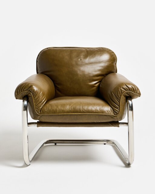 Silla Green Leather Armchair