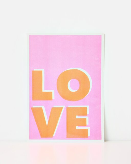 Love Pink & Orange Wall Art Print