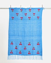 Blue & Red Crochet Cherries Throw
