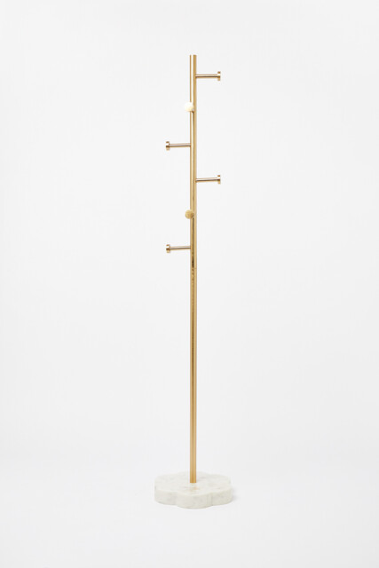 Gold Metal & White Marble Scallop Coat Stand