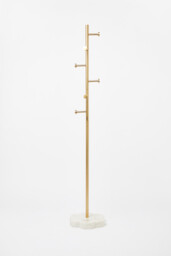 Gold Tone Metal & White Marble Scallop Coat Stand