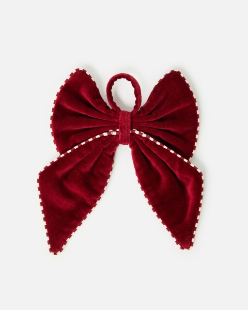 Burgundy Velvet Bow Christmas Decoration