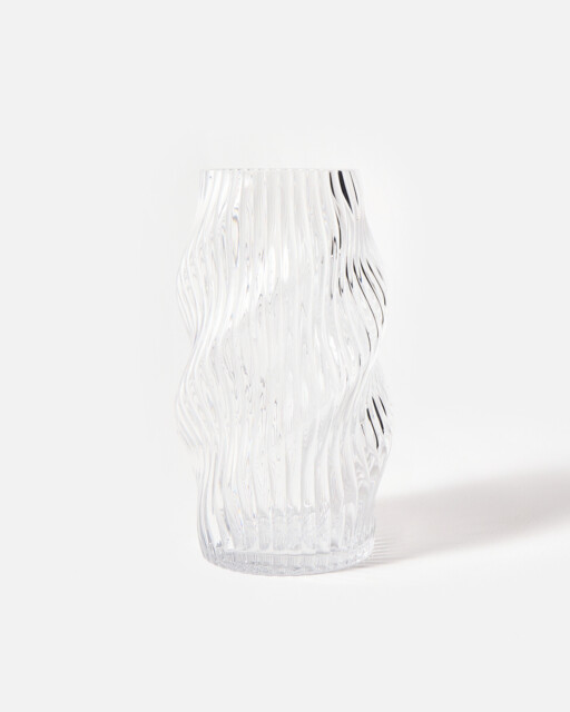 Zuhur Clear Ribbed Glass Vase