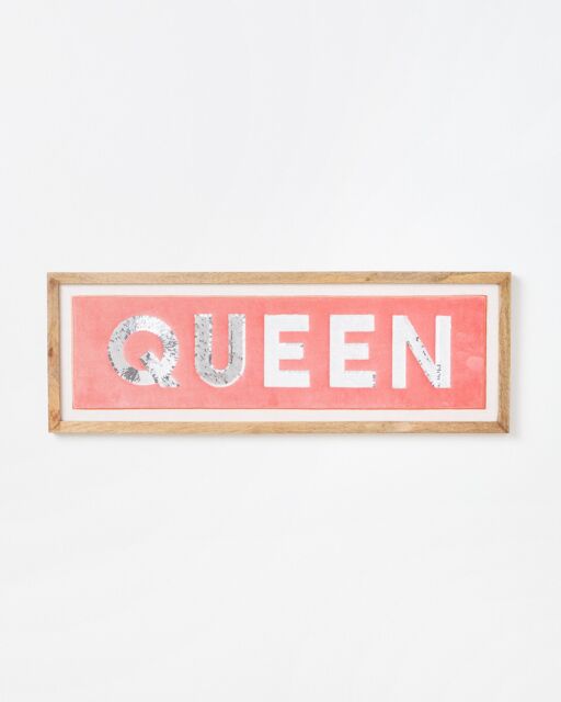 Queen Pink Sequin Framed Wall Art