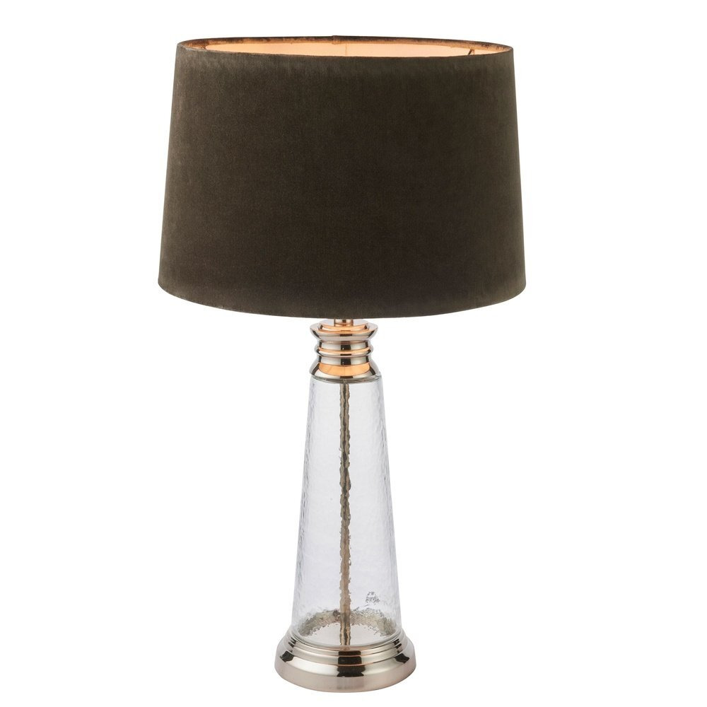 Olivia's Waverly Velvet & Glass Table Lamp / Grey - image 1