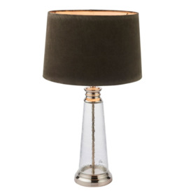 Olivia's Waverly Velvet & Glass Table Lamp / Grey - thumbnail 1