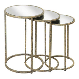 Mindy Brownes Set of 3 Mirror Top Nest of Tables in Antique Gold - thumbnail 2
