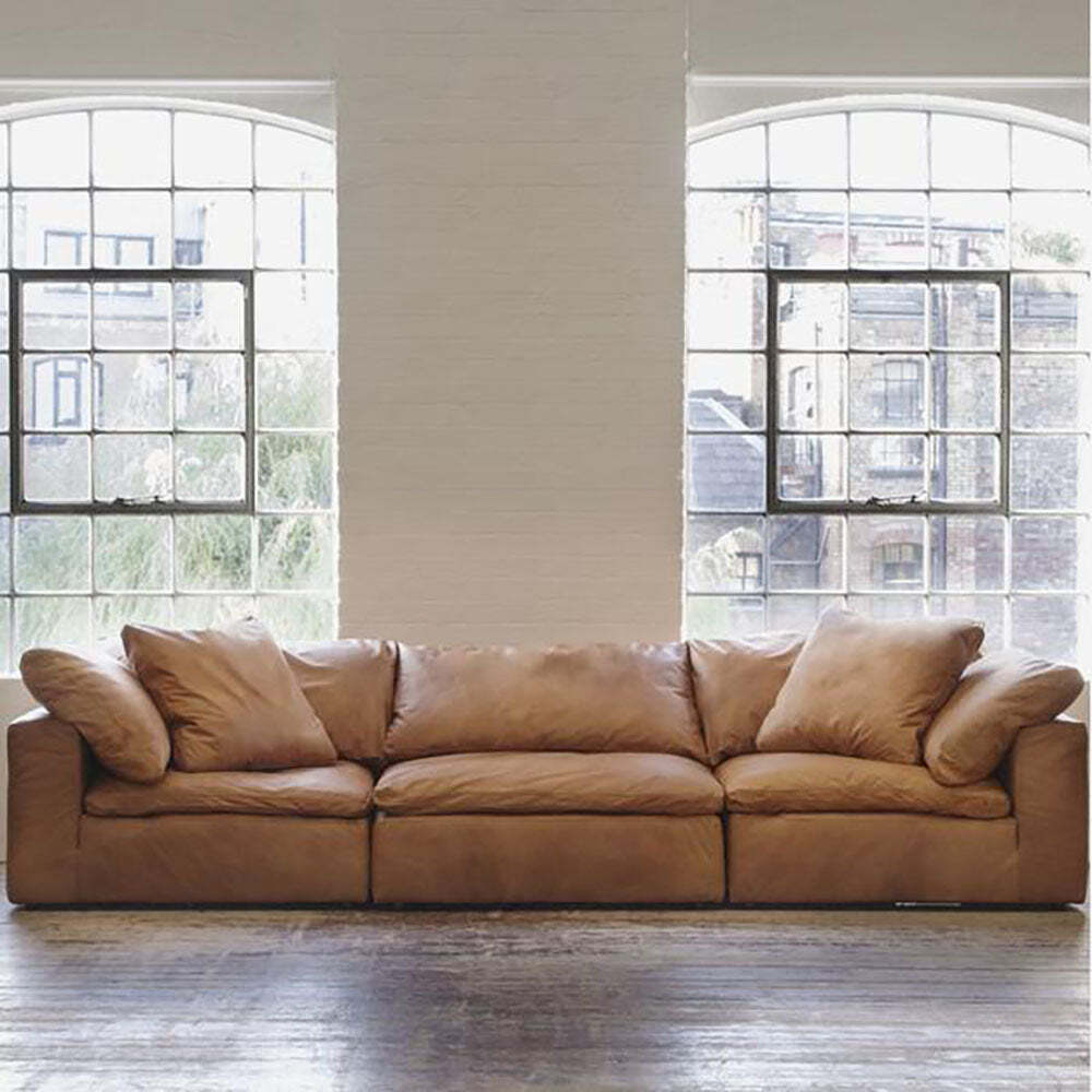Andrew Martin Truman Large Leather Sofa Tan / Armless Section - image 1