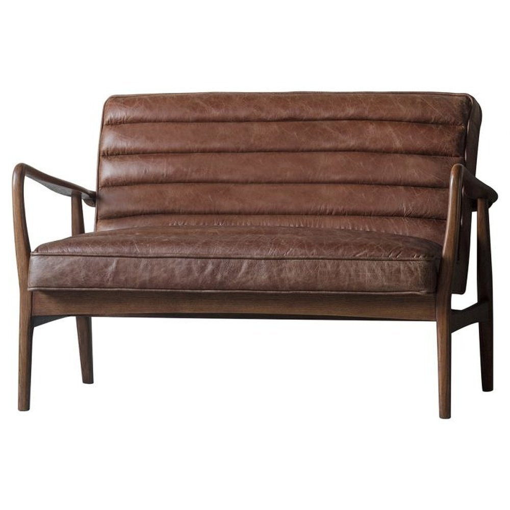 Gallery Interiors Datsun 2 Seater Sofa in Vintage Brown Leather - image 1