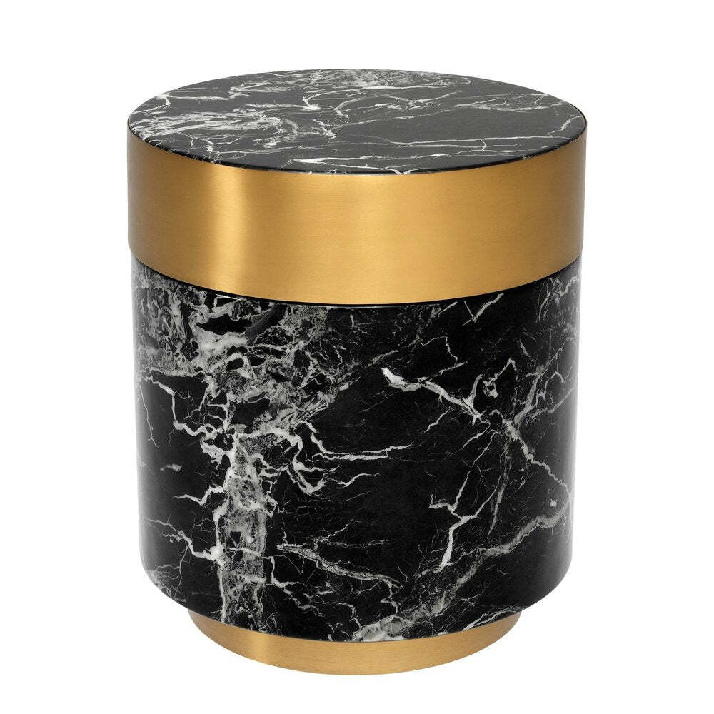 Eichholtz Caron Side Table Faux Black Marble & Brass Finish - image 1