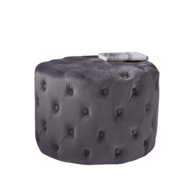 Native Home Grey Tufted Velvet Pouffe - thumbnail 2