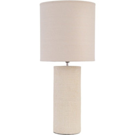 Libra Interiors Tall Textured Porcelain Table Lamp With Shade Cream - thumbnail 1