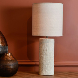 Libra Interiors Tall Textured Porcelain Table Lamp With Shade Cream - thumbnail 2