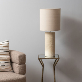 Libra Interiors Tall Textured Porcelain Table Lamp With Shade Cream - thumbnail 3