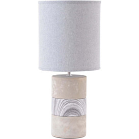 Libra Interiors Concrete and Porcelain Table Lamp with Natural Shade