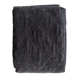 Gallery Interiors Quilted Diamond Blanket Bedspread in Charcoal - thumbnail 1