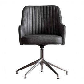 Gallery Interiors Curie Swivel Chair in Antique Ebony - thumbnail 1
