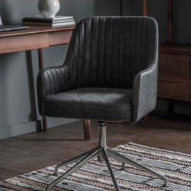 Gallery Interiors Curie Swivel Chair in Antique Ebony - thumbnail 2