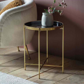 Gallery Interiors Valetta Side Table in Black and Gold - thumbnail 3