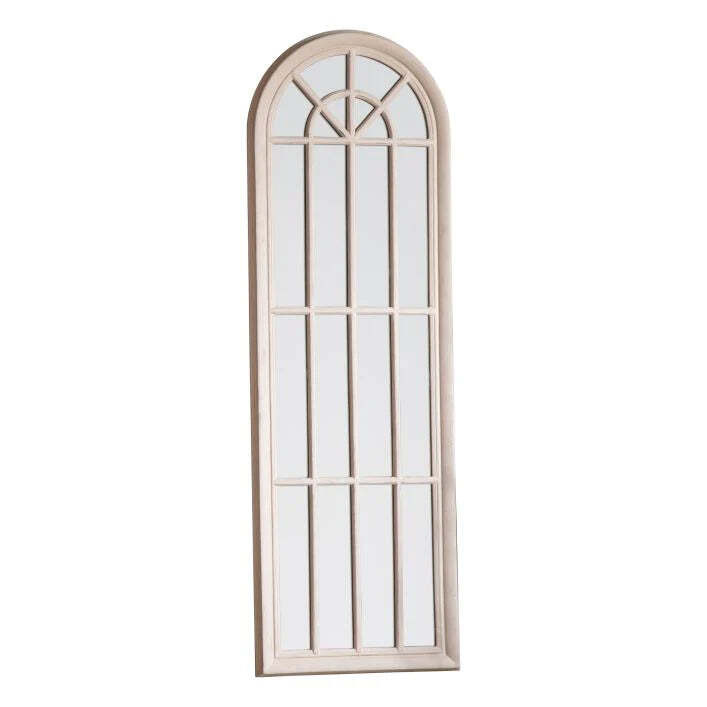 Gallery Interiors Curtis Arched Window Pane Mirror - Antique White - image 1