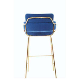 Olivia's Tara Bar Chair in Blue Velvet with Gold Finishes - thumbnail 3