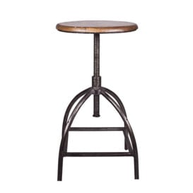 Broste Copenhagen Set of 2 Sire Bar Stools in Natural Brown Seat with Bronze Frame