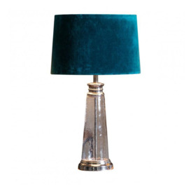 Olivia's Cameron Table Lamp Velvet & Glass / Teal