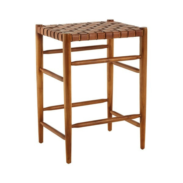 Olivia's Kaylee Woven Bar Stool Leather Brown - image 1