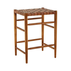 Olivia's Kaylee Woven Bar Stool Leather Brown
