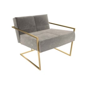 Gillmore Federico Mushroom Grey Velvet With Brass Frame Occasional Chair