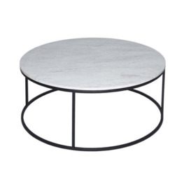 Gillmore Kensal White Marble With Black Base Round Coffee Table - thumbnail 2